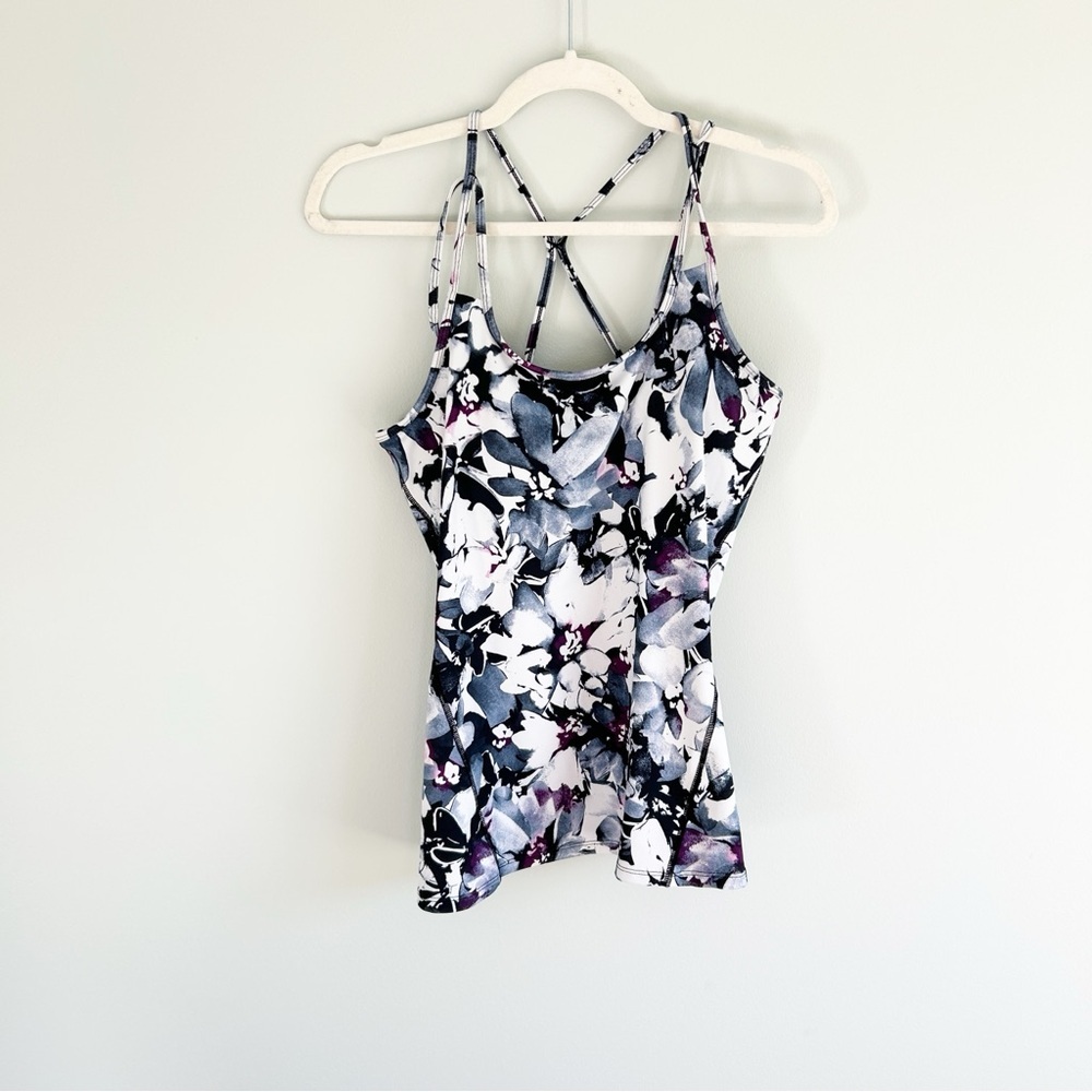 Gaiam Black and White Floral Swimtop Medium